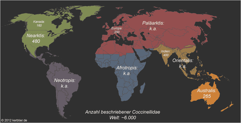 Artenzahlen nach faunengeographischen Regionen