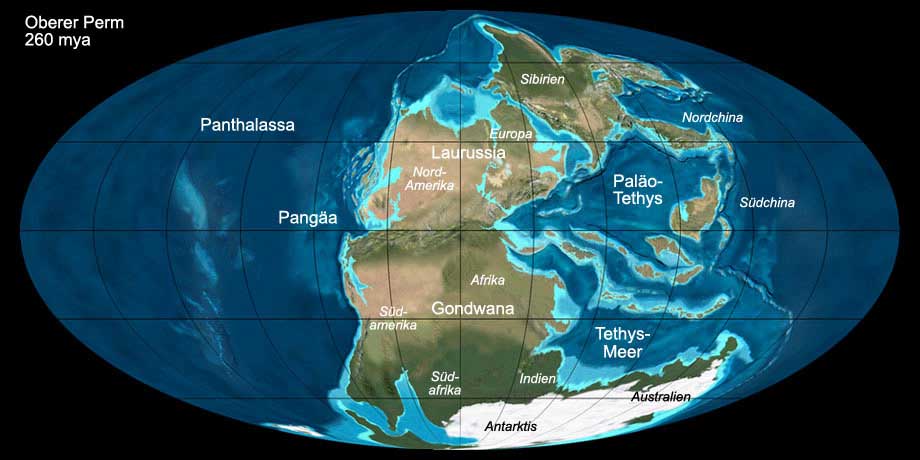 Die Welt während des oberen Perm