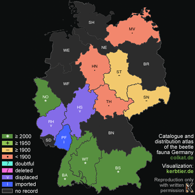 Rosalia alpina in Germany after colkat.de, 2018